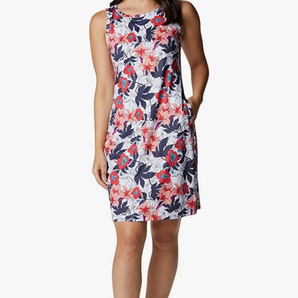 Columbia Omni-Freeze Floral Casual Dress-white/multi color